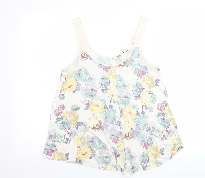 NEXT Womens White Floral  Basic Tank Size 8