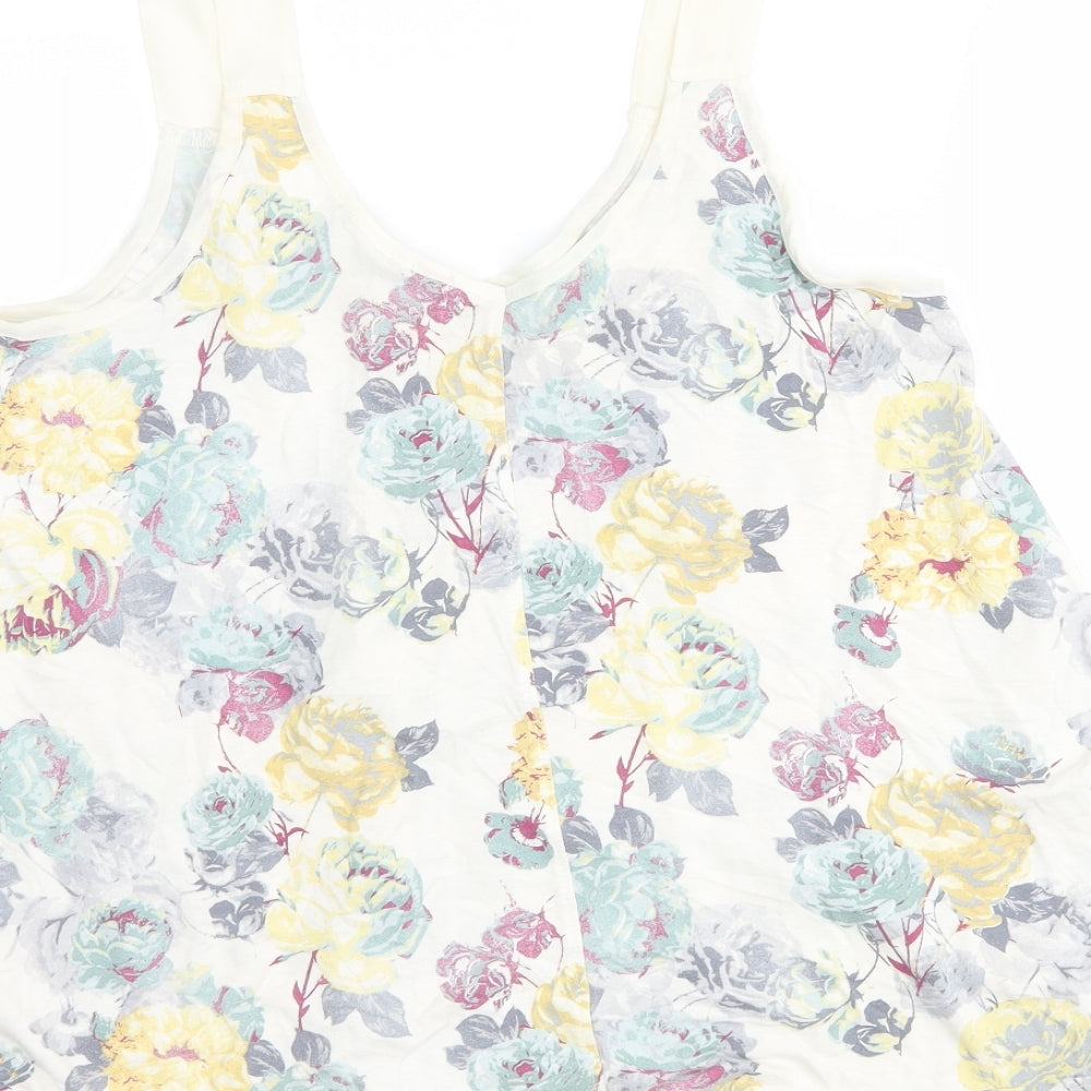 NEXT Womens White Floral  Basic Tank Size 8