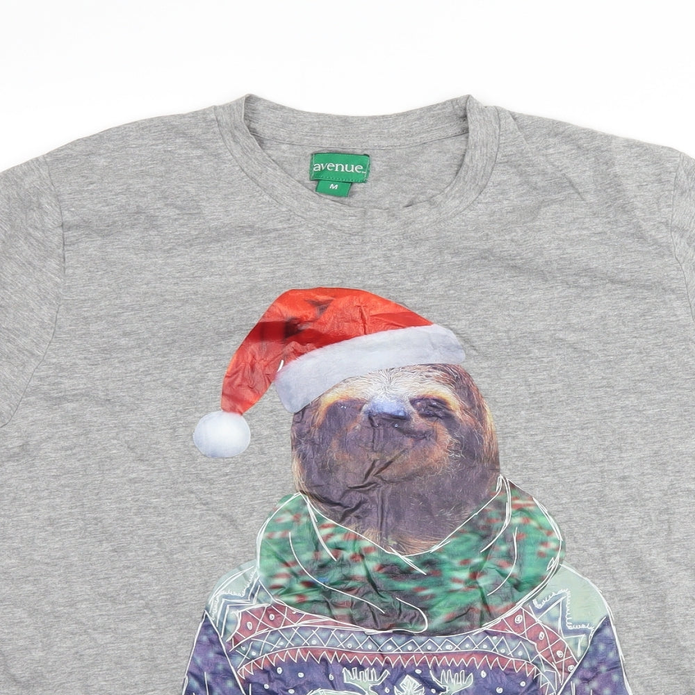 Avenue Mens Grey    T-Shirt Size M  - christmas sloth