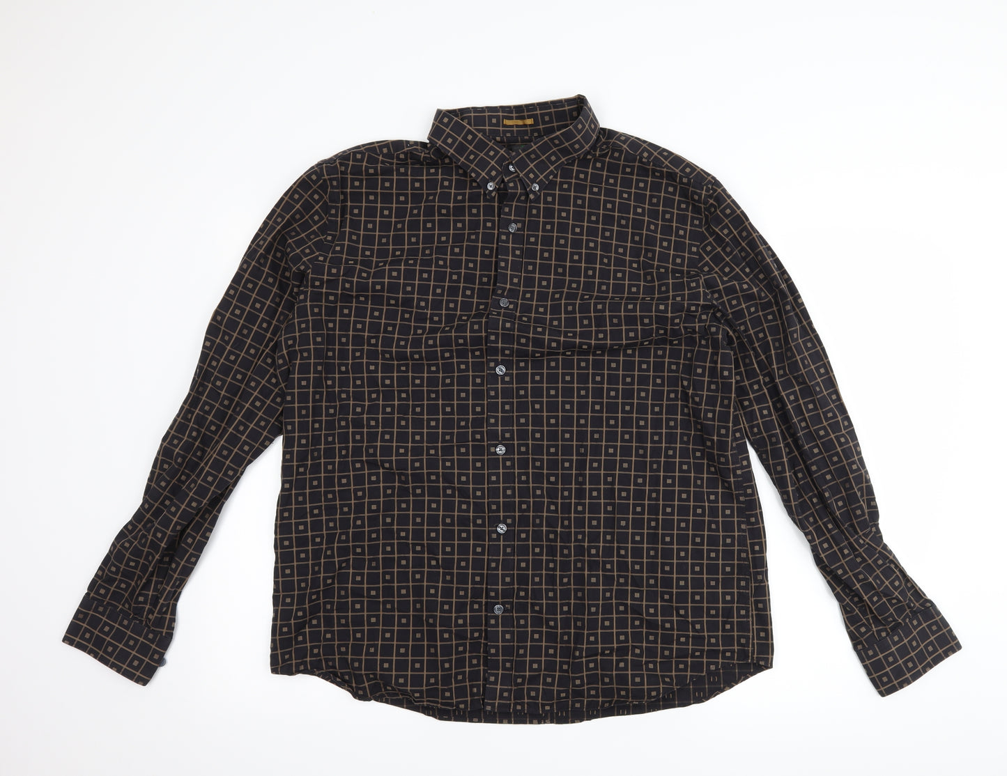 Jasper Conran Mens Black Geometric   Button-Up Size L