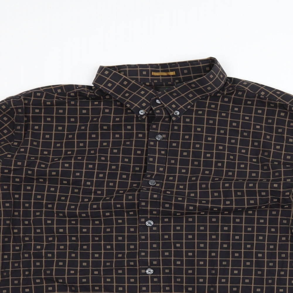 Jasper Conran Mens Black Geometric   Button-Up Size L