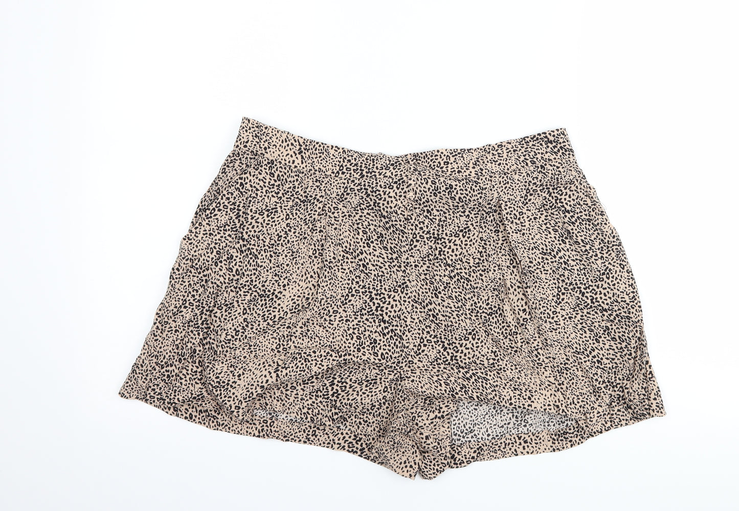 MNG Womens Beige Animal Print  Paperbag Shorts Size L