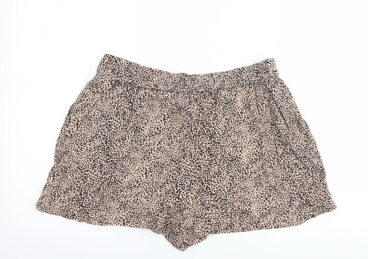 MNG Womens Beige Animal Print  Paperbag Shorts Size L