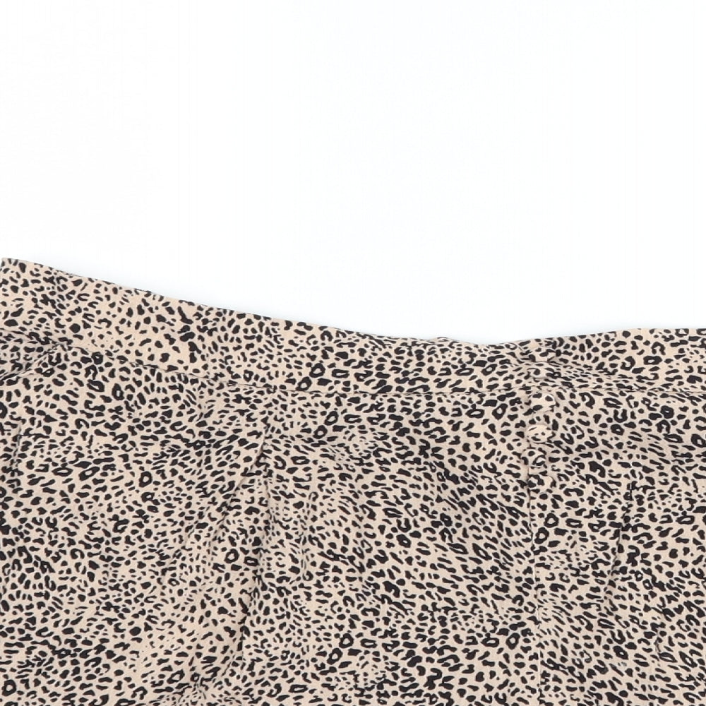 MNG Womens Beige Animal Print  Paperbag Shorts Size L