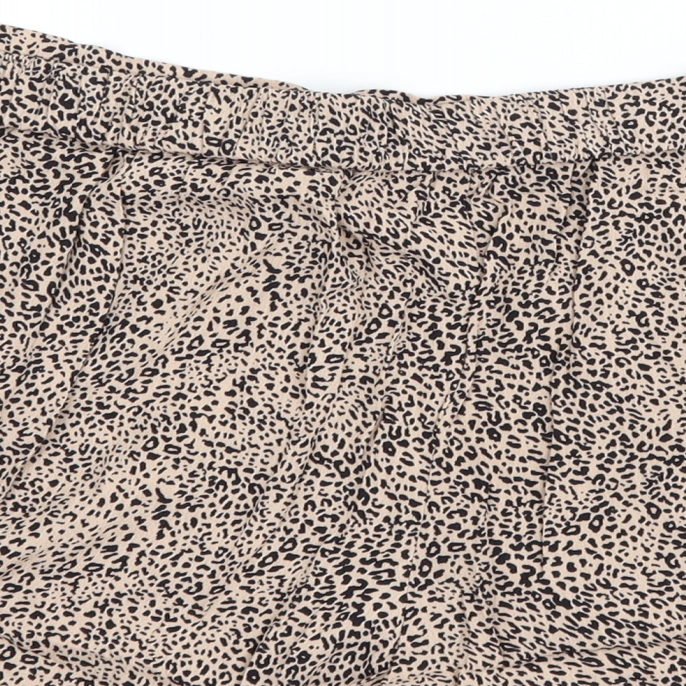 MNG Womens Beige Animal Print  Paperbag Shorts Size L
