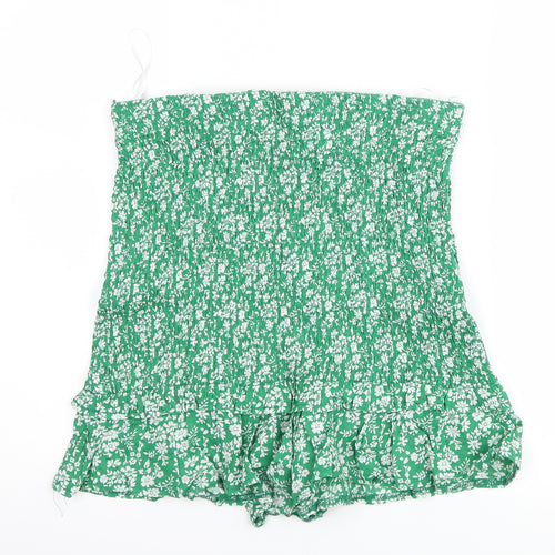 who i am Womens Green Floral  Mom Shorts Size 12