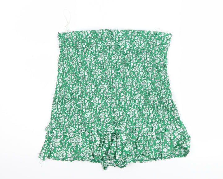 who i am Womens Green Floral Mom Shorts Size 12