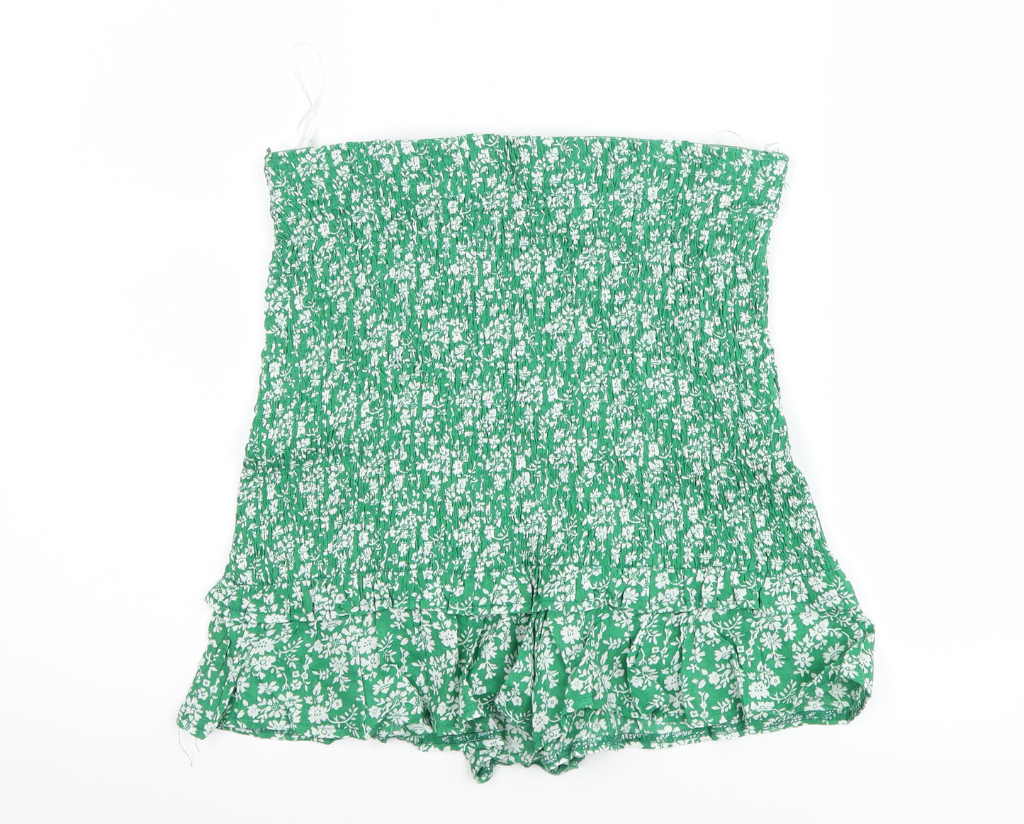 who i am Womens Green Floral  Mom Shorts Size 12