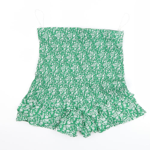 who i am Womens Green Floral  Mom Shorts Size 12