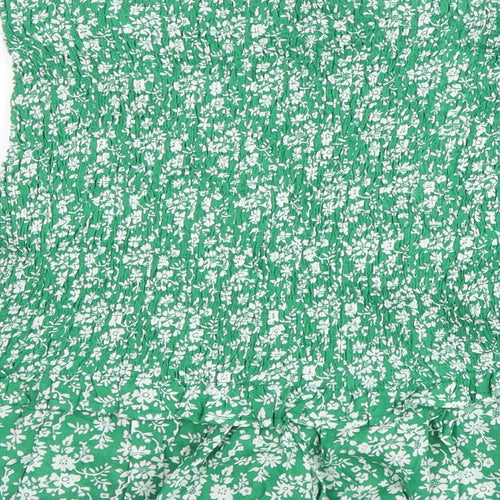 who i am Womens Green Floral  Mom Shorts Size 12