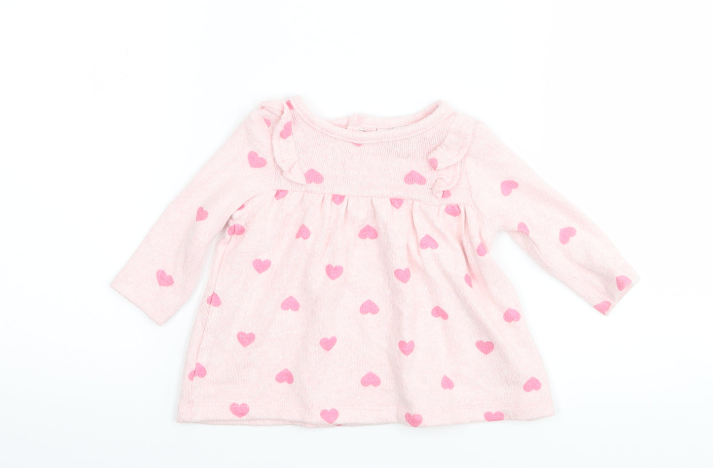 Sterling Girls Pink Polka Dot  Basic T-Shirt Size 3-6 Months  - Love heart print