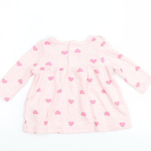 Sterling Girls Pink Polka Dot  Basic T-Shirt Size 3-6 Months  - Love heart print