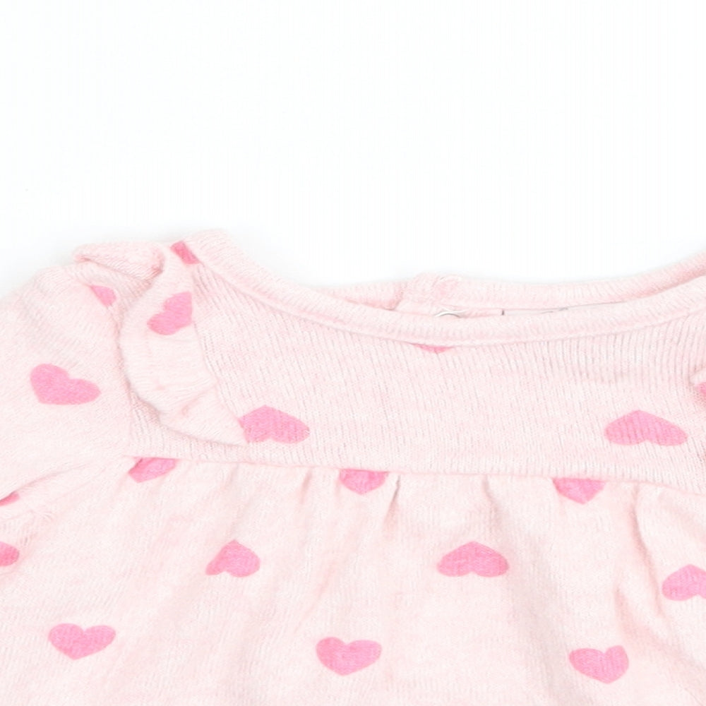 Sterling Girls Pink Polka Dot  Basic T-Shirt Size 3-6 Months  - Love heart print