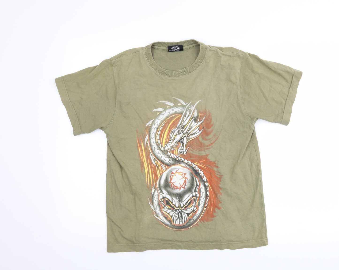 street gear Boys Green   Basic T-Shirt Size 10-11 Years  - skull graphic
