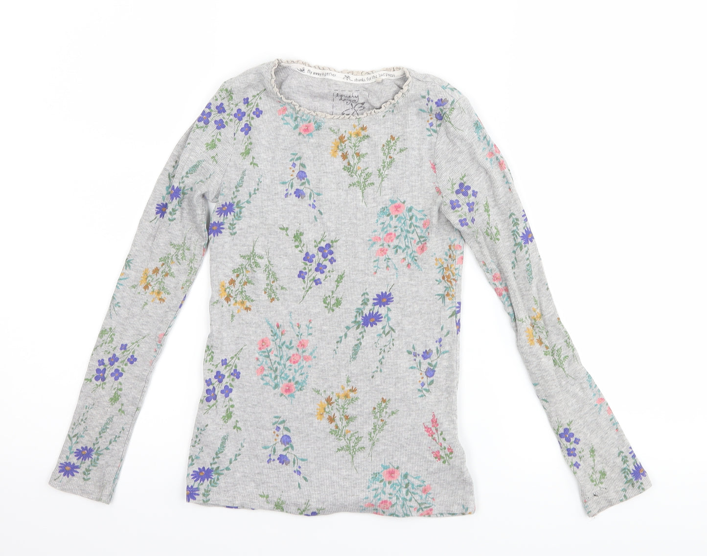 NEXT Girls Grey Floral  Basic T-Shirt Size 8 Years