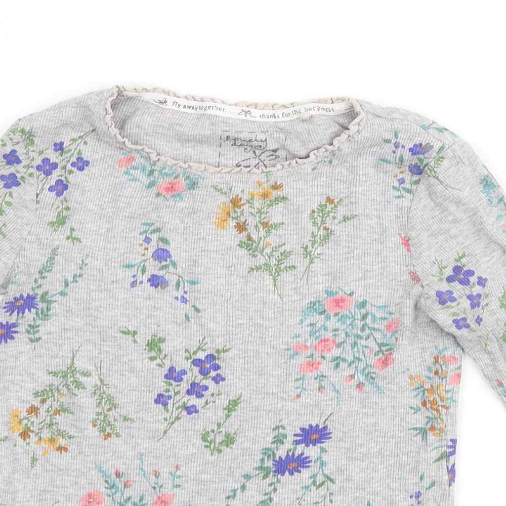 NEXT Girls Grey Floral  Basic T-Shirt Size 8 Years