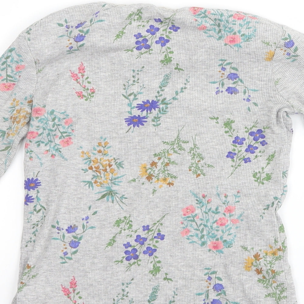NEXT Girls Grey Floral  Basic T-Shirt Size 8 Years