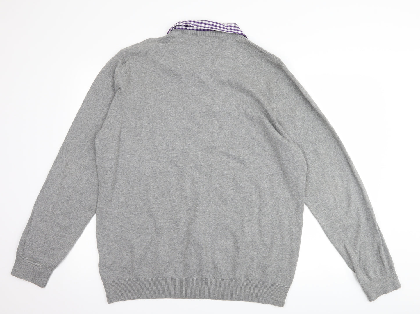 Autograph Mens Grey Check  Pullover Jumper Size XL