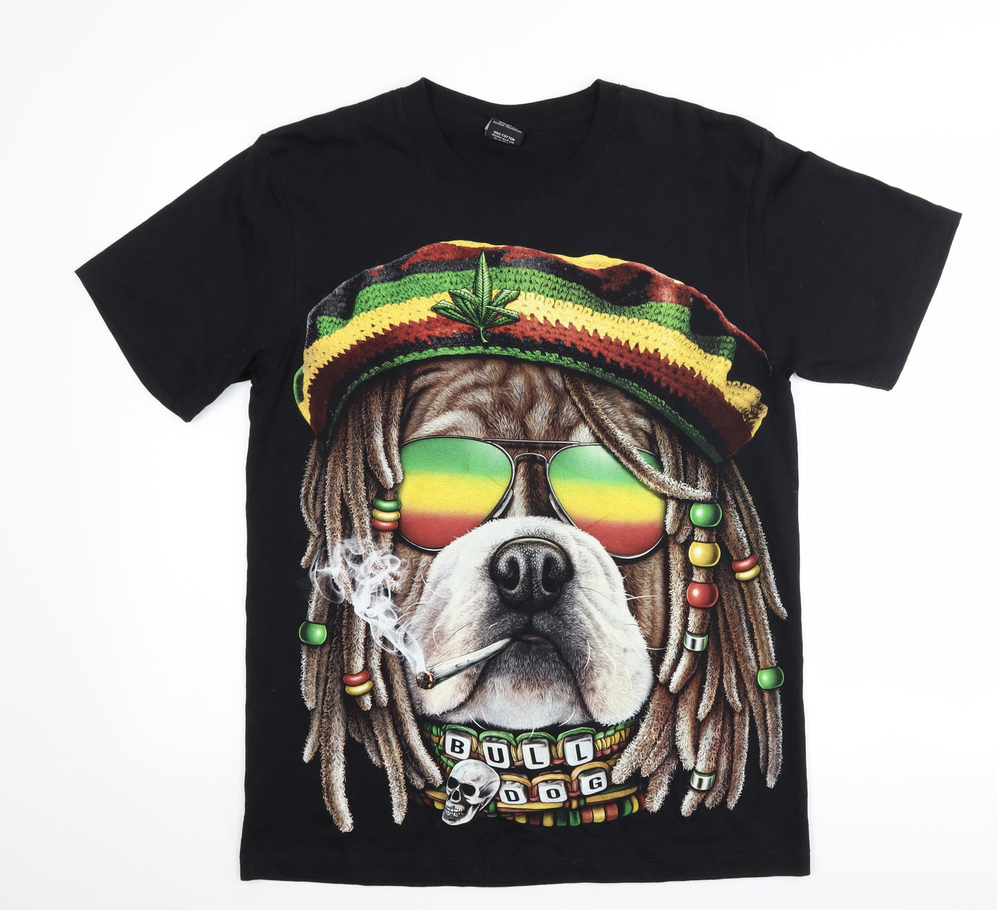 thanabat Mens Black    T-Shirt Size M  - bob marley bulldog