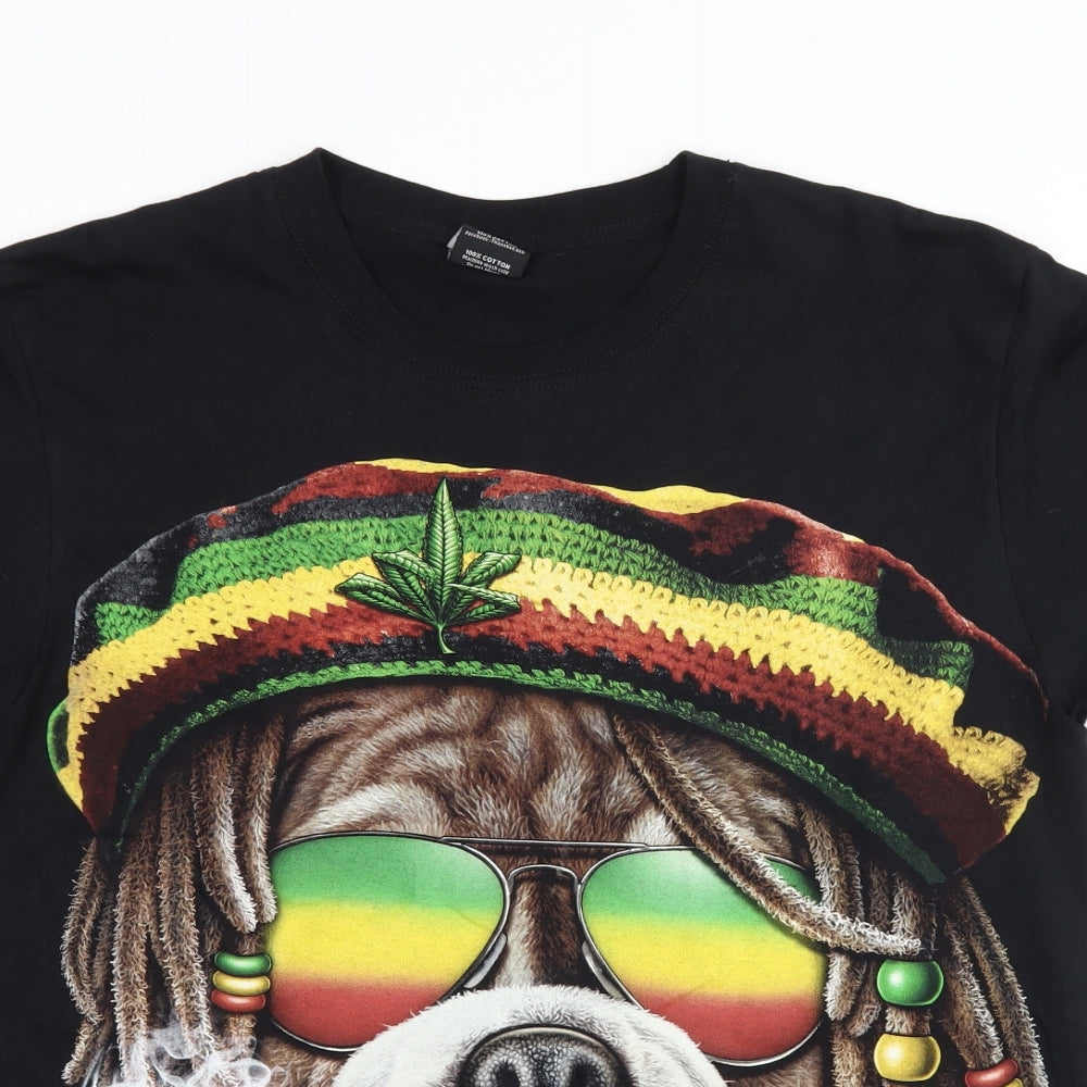 thanabat Mens Black    T-Shirt Size M  - bob marley bulldog