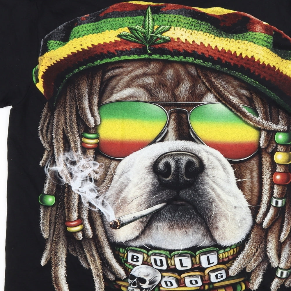 thanabat Mens Black    T-Shirt Size M  - bob marley bulldog