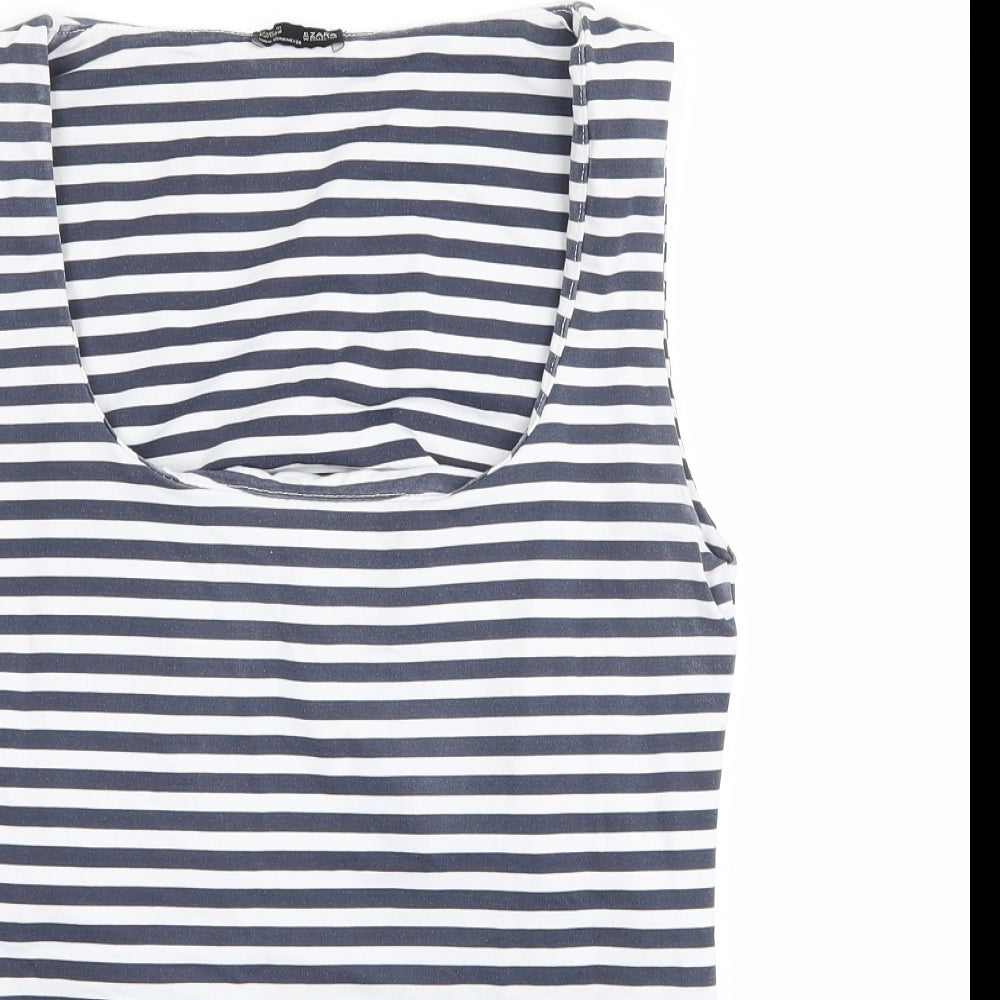 Zara Womens Blue Striped  Basic Tank Size M