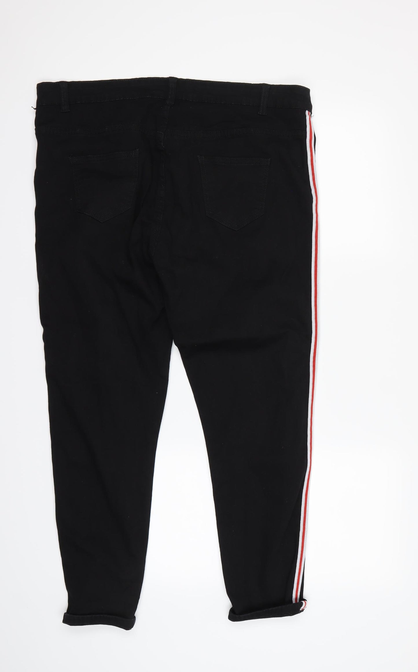 Preworn Womens Black Striped  Bootcut Jeans Size XL L28 in