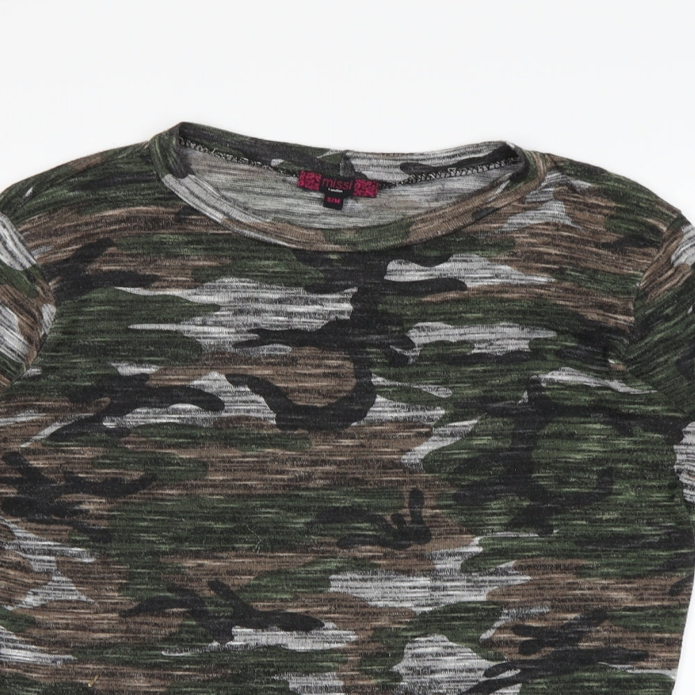 Missi Womens Multicoloured Camouflage  Basic T-Shirt Size S
