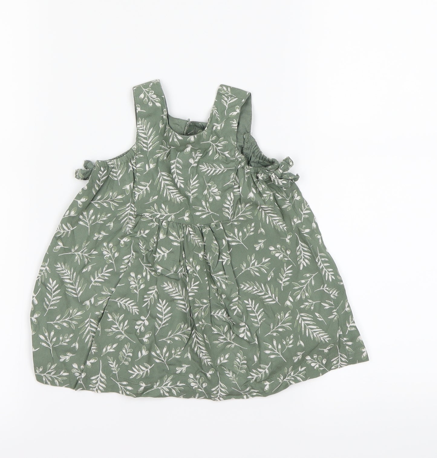 TU  Green Floral  Pinafore/Dungaree Dress  Size 3-6 Months