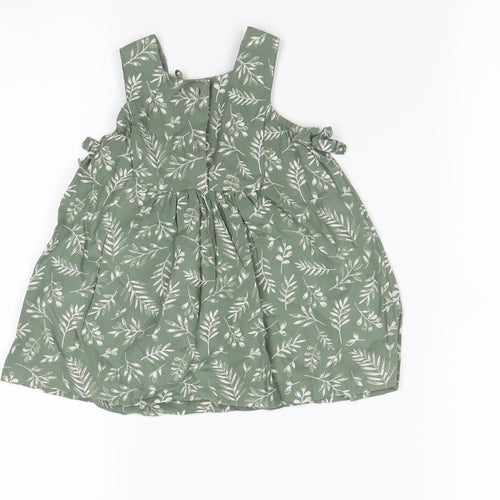 TU  Green Floral  Pinafore/Dungaree Dress  Size 3-6 Months