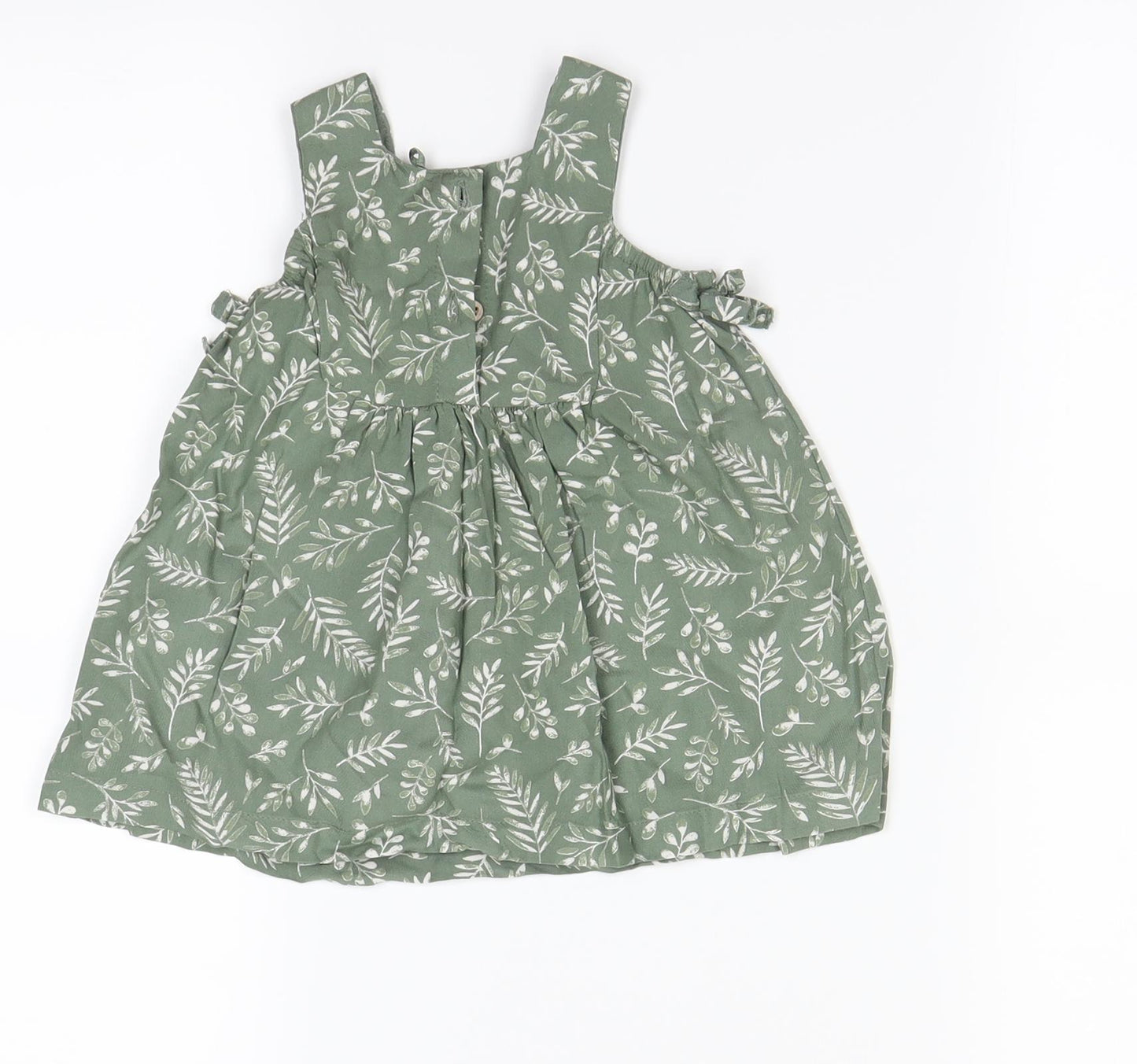 TU  Green Floral  Pinafore/Dungaree Dress  Size 3-6 Months