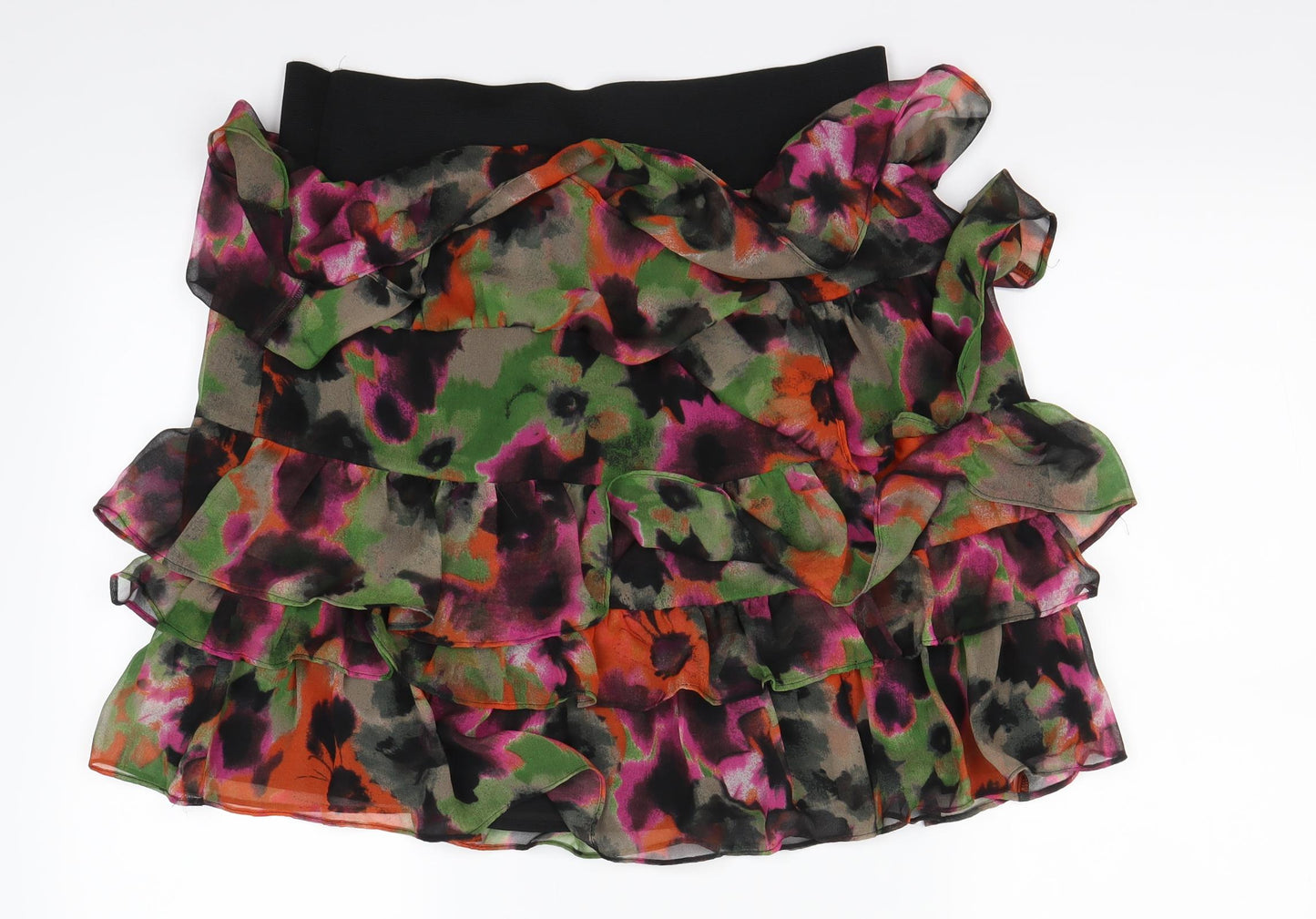 NEXT Womens Black Floral  A-Line Skirt Size 12