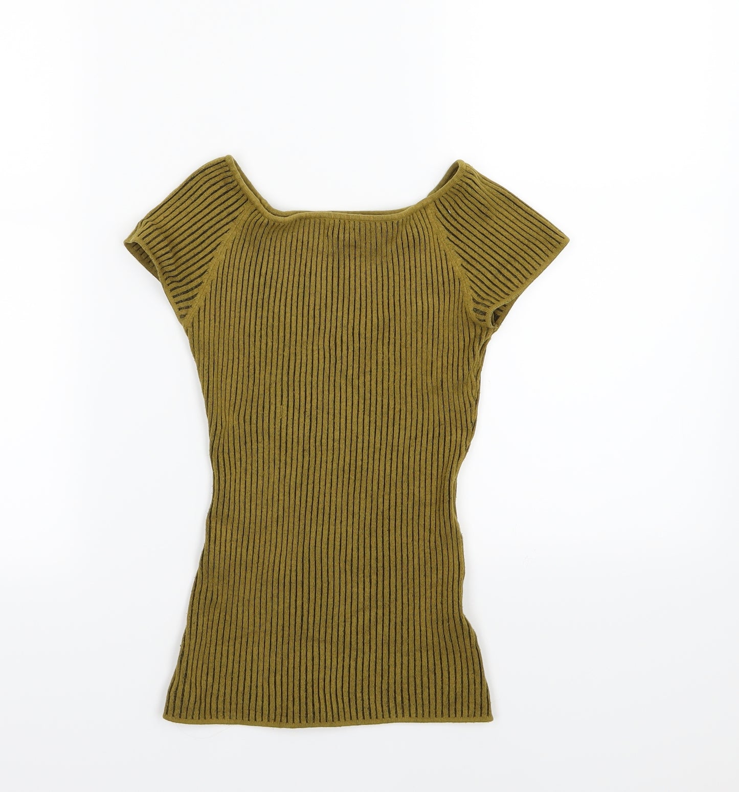 H&M Womens Yellow Striped Knit Pullover Jumper Size XS