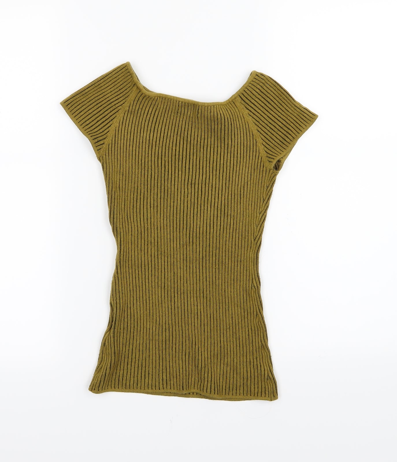 H&M Womens Yellow Striped Knit Pullover Jumper Size XS