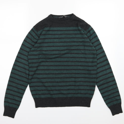Cedar Wood State Mens Green Striped Knit Pullover Jumper Size S