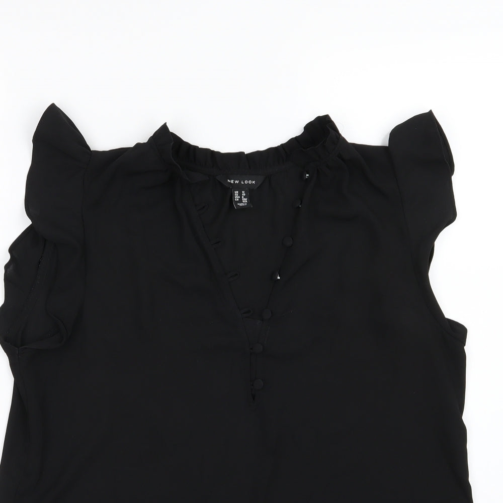 New Look Womens Black  Chiffon Basic Blouse Size 12