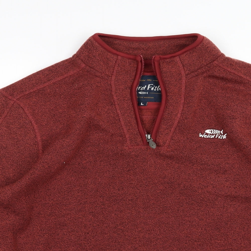 Weird Fish Mens Red  Jersey Pullover Sweatshirt Size L