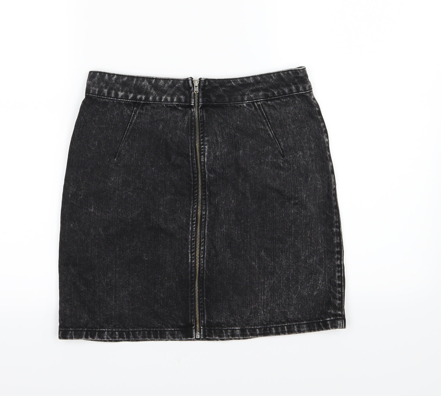 Warehouse Womens Black  Denim A-Line Skirt Size 10