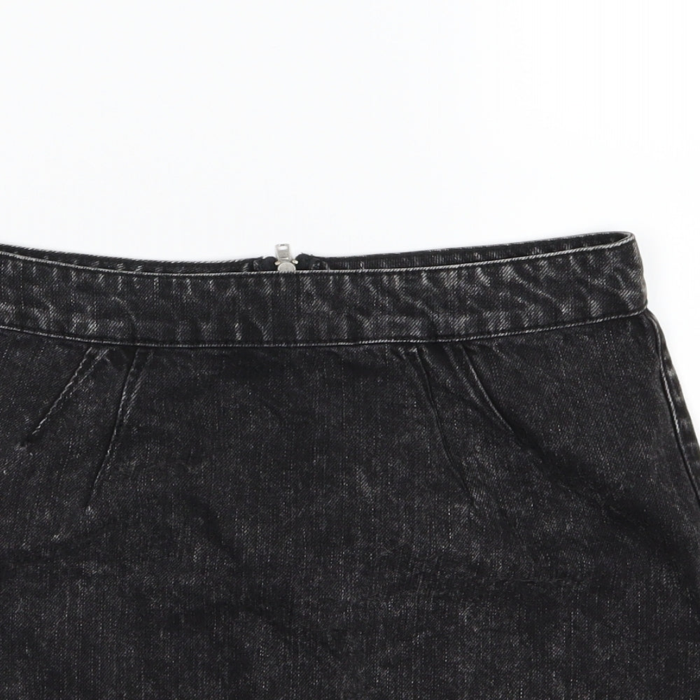 Warehouse Womens Black  Denim A-Line Skirt Size 10