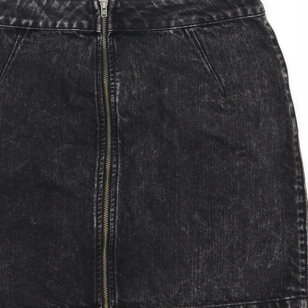Warehouse Womens Black  Denim A-Line Skirt Size 10