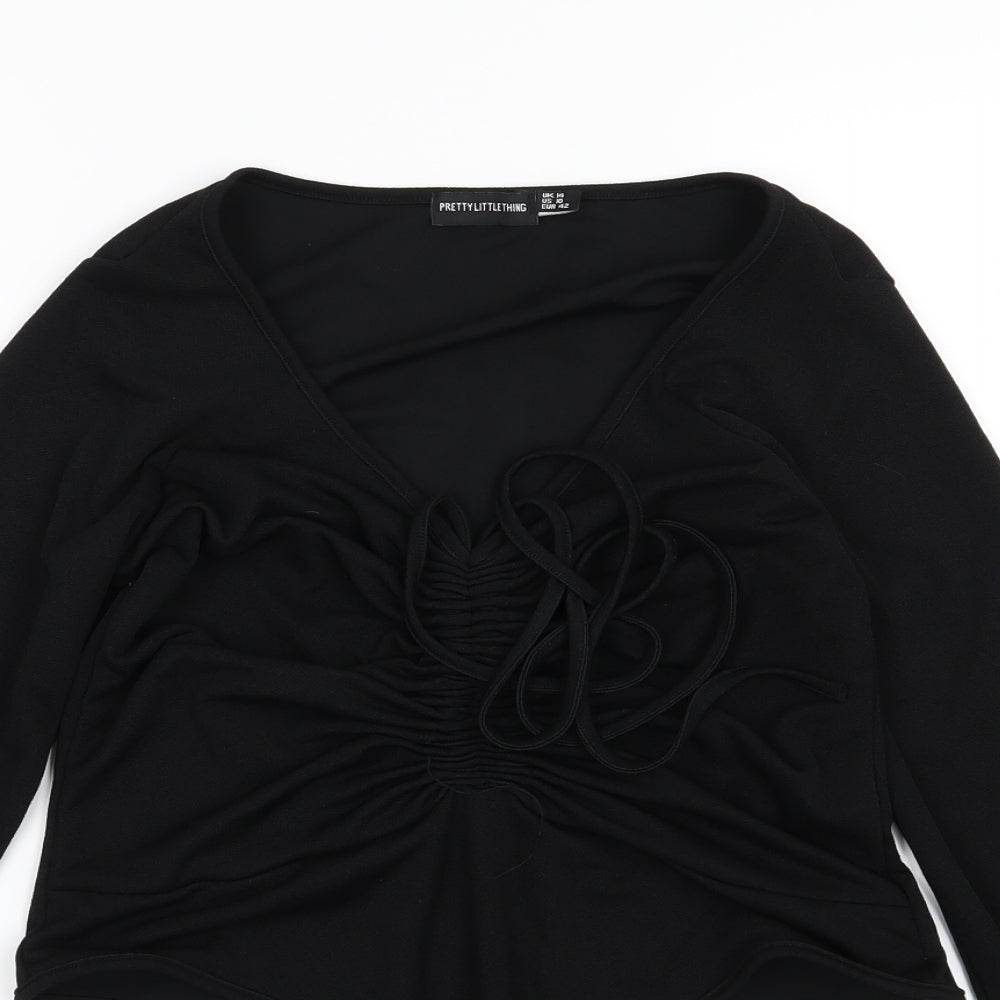 PRETTYLITTLETHING Womens Black   Basic T-Shirt Size 14  - Body suit