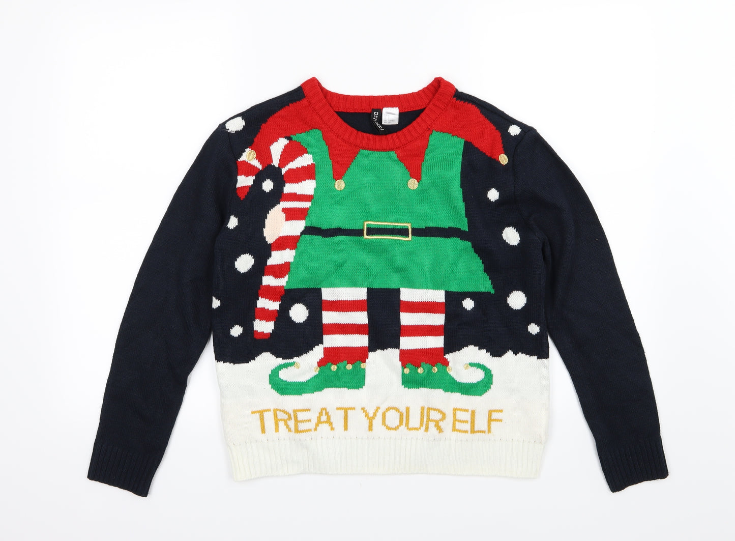 Divided by H&M Womens Multicoloured  Knit Pullover Jumper Size S  - Christmas Elf