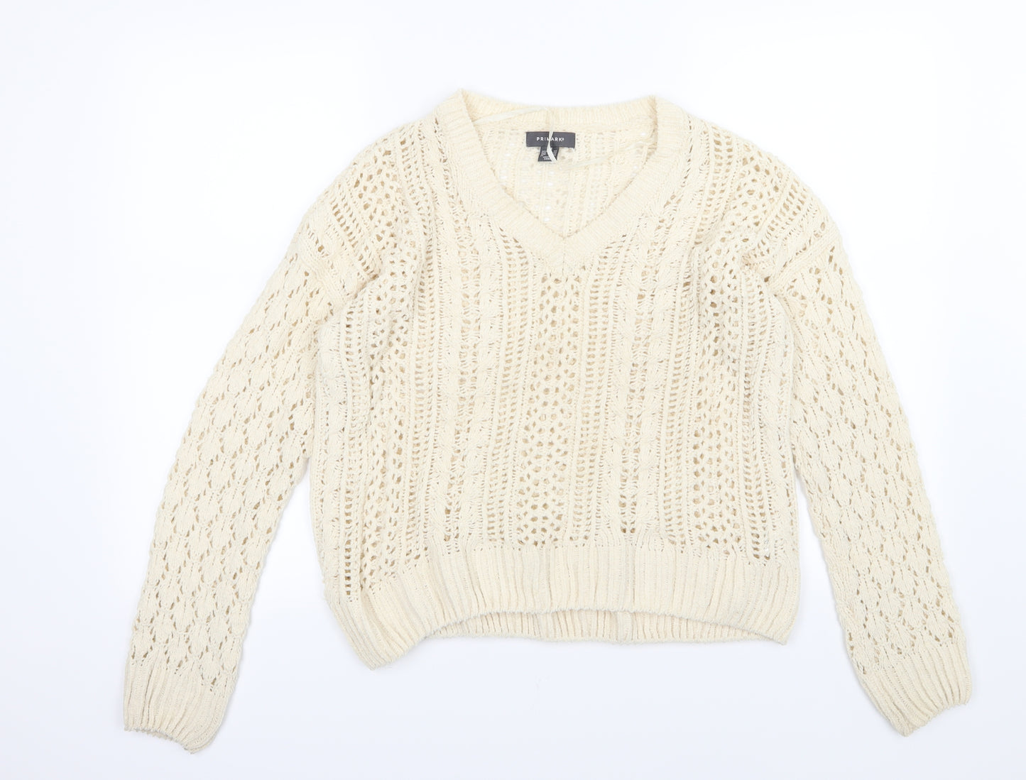 Primark Womens Ivory  Knit Pullover Jumper Size 2XS  - oversized