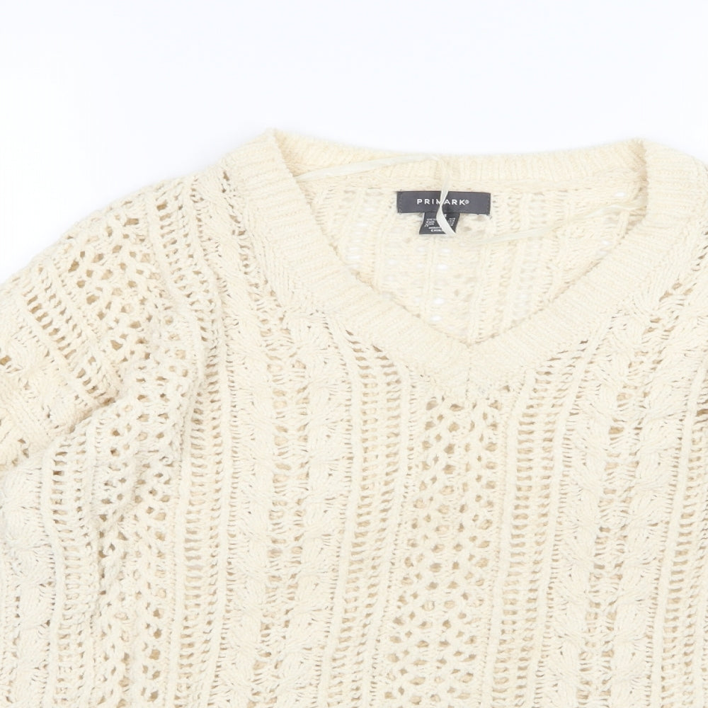 Primark Womens Ivory  Knit Pullover Jumper Size 2XS  - oversized