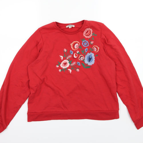 Creeks Womens Red Floral Jersey Pullover Sweatshirt Size S