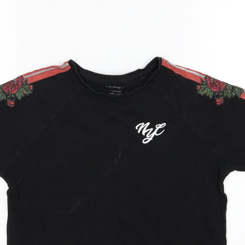 Primark Boys Black Floral Jersey Basic T-Shirt Size 11-12 Years  - NYC