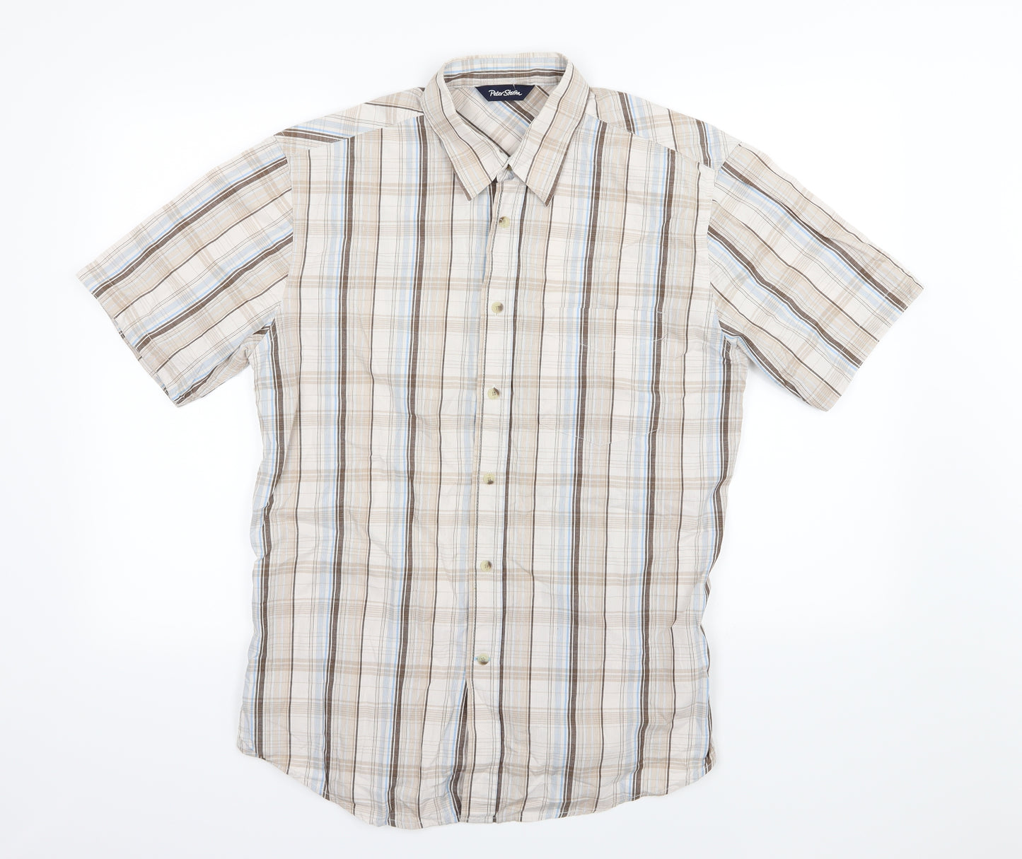 Peter Storm Mens Brown Striped Woven  Button-Up Size S