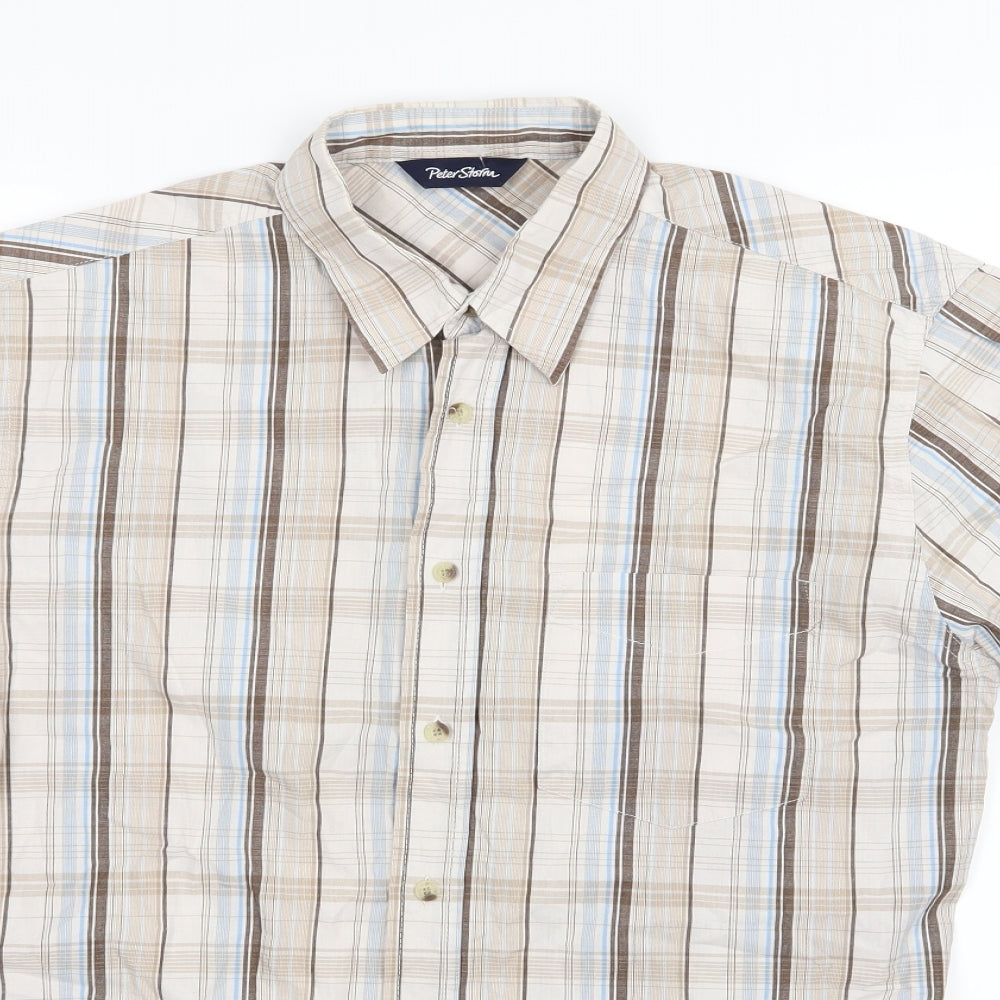 Peter Storm Mens Brown Striped Woven  Button-Up Size S