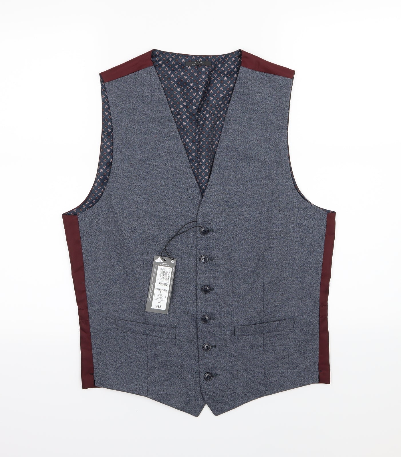 Marks and Spencer Mens Blue   Jacket Suit Waistcoat Size S