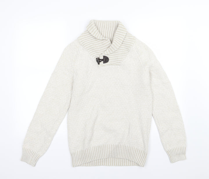 H&M Mens Beige Knit Pullover Jumper Size S